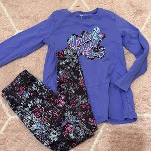Under Armour Purple Logo Long Sleeve Top with Black Floral Leggings